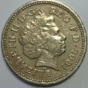 Продам монету one pound Elizabeth II 2001   