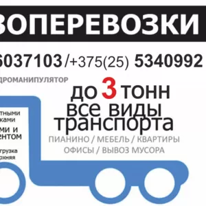 Грузоперевозки по Минску и РБ до 3 т. Грузчики. 