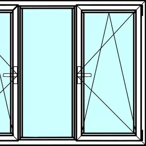 Трехстворчатые алюминиевые окна из профиля Алютех серии ALT W72