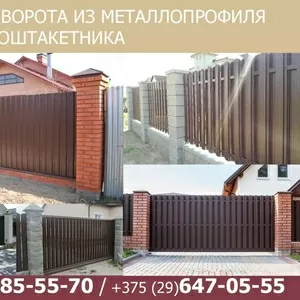 Заборы и ворота из металлопрофиля и металлоштакетника.