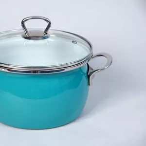 Кастрюля стальная эмалированная цветная с нержавеющими ручками