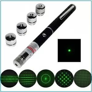 Лазерная указка с 5 насадками Green Laser Pointer