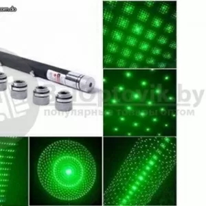 Лазерная указка с 5 насадками Green Laser Pointer