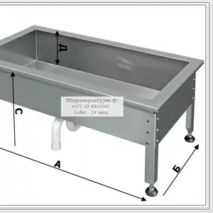 Ванна низкая из нержавеющей стали для пищеблока и др целей